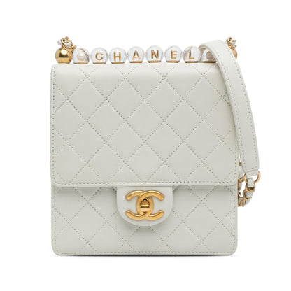 Chanel Gabrielle Lambskin White Shoulder Bag Style 9