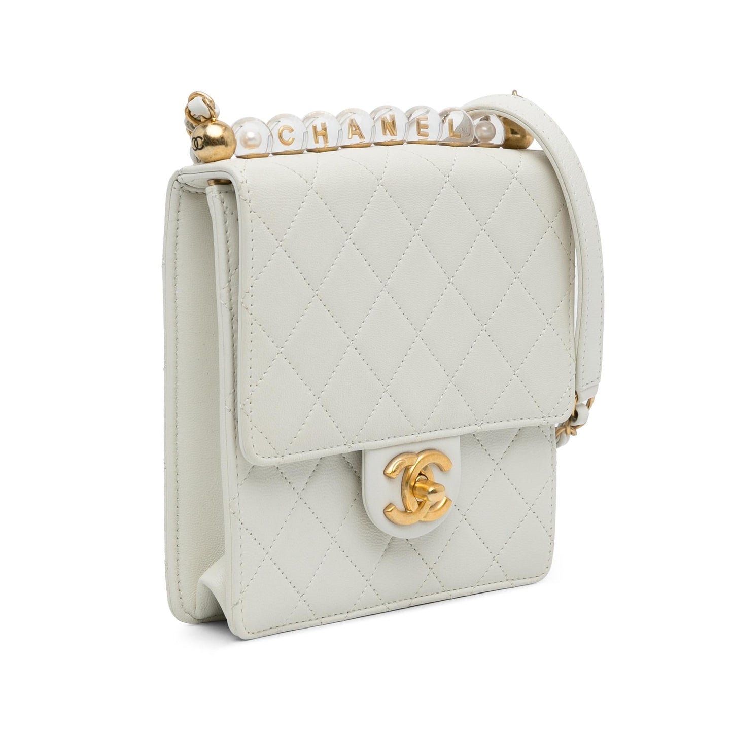 Chanel Gabrielle Lambskin White Shoulder Bag Style 9