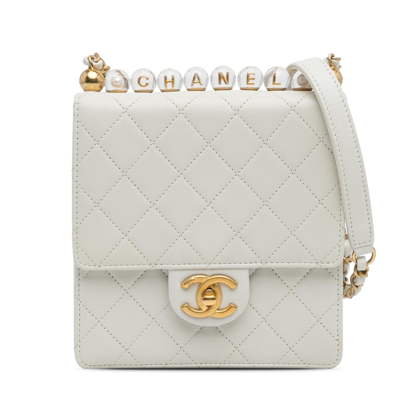 Chanel Gabrielle Lambskin White Shoulder Bag Style 4