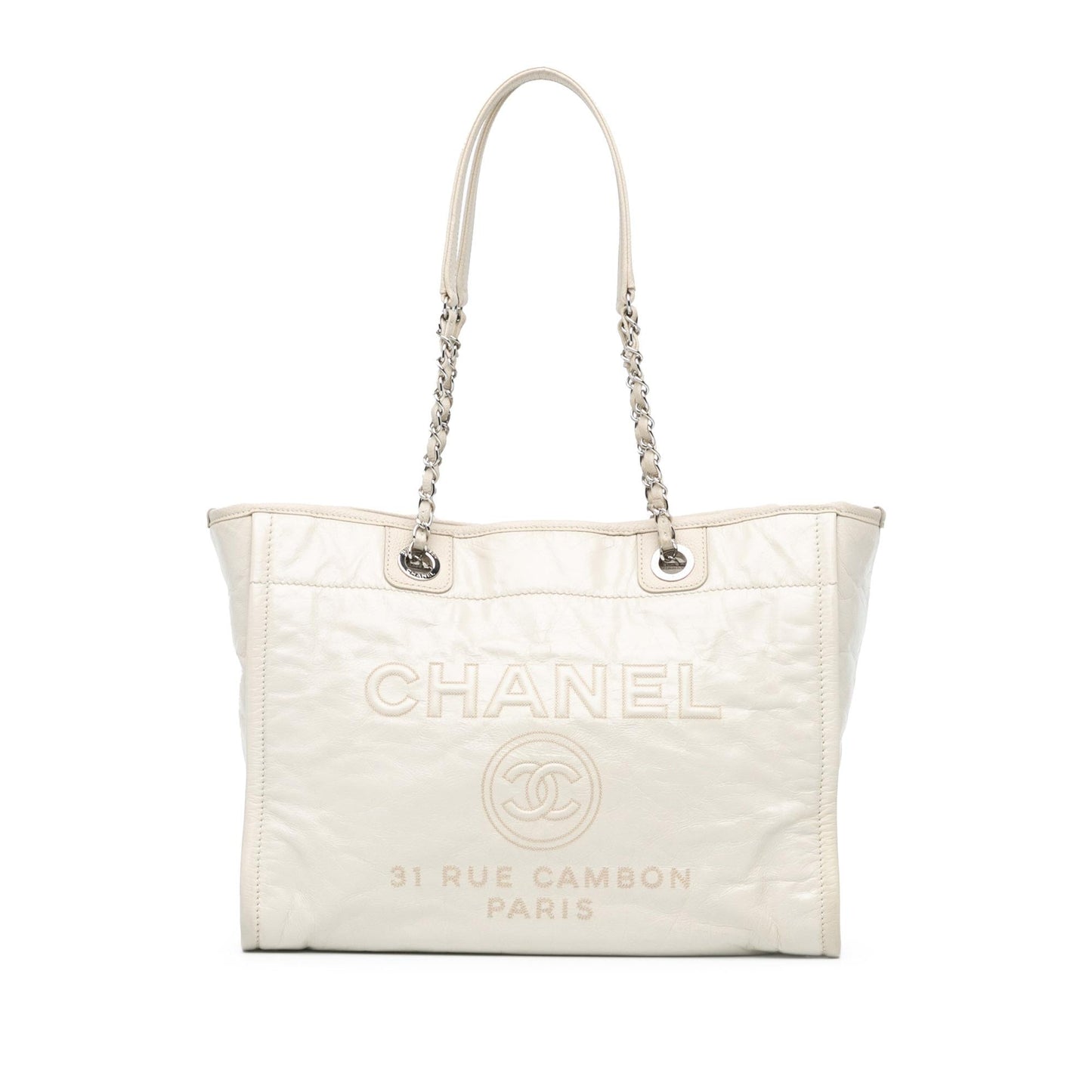 Chanel Gabrielle Calfskin White Tote Bag
