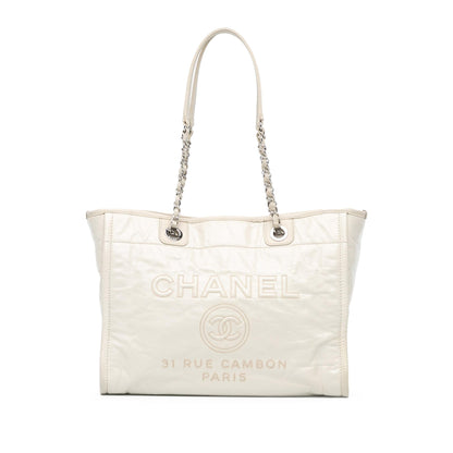 Chanel Gabrielle Calfskin White Tote Bag