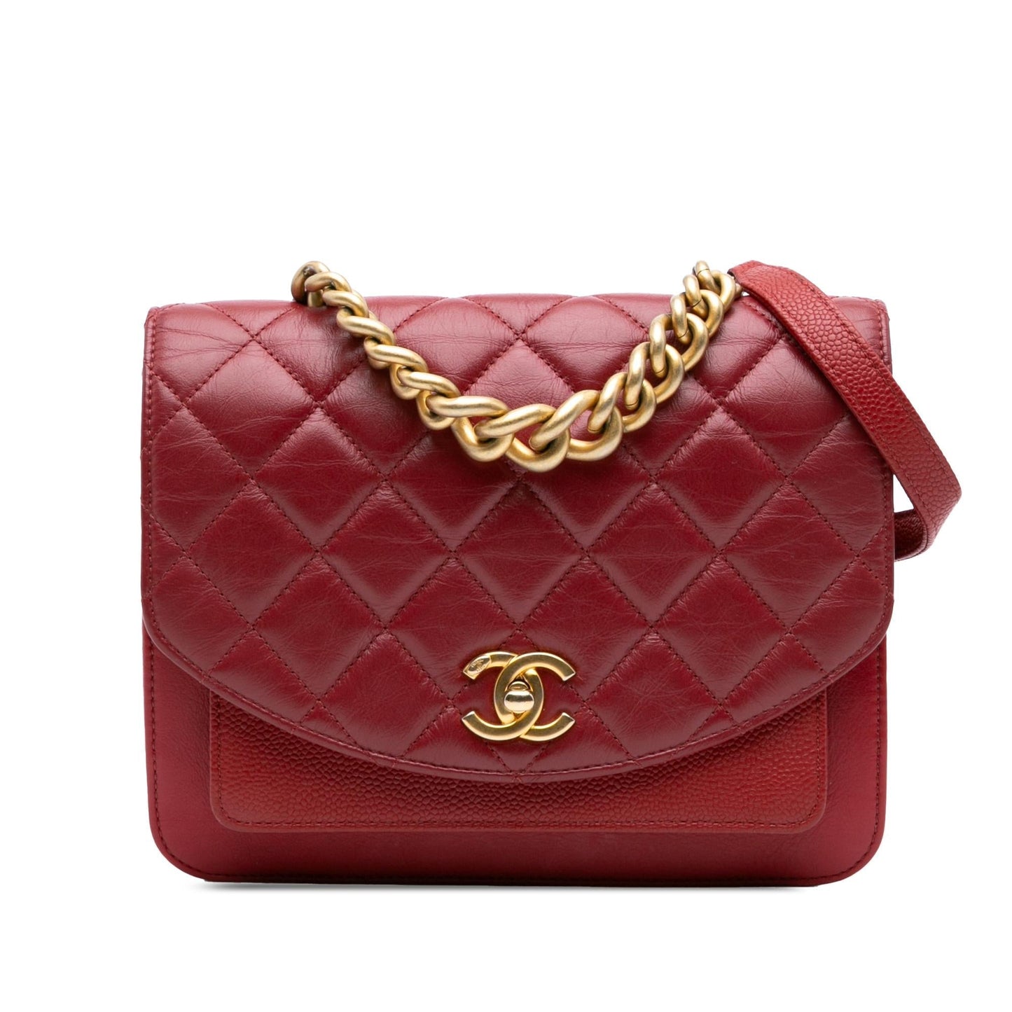 Chanel Small Quilted Calfskin And Caviar Chain Handle Flap
