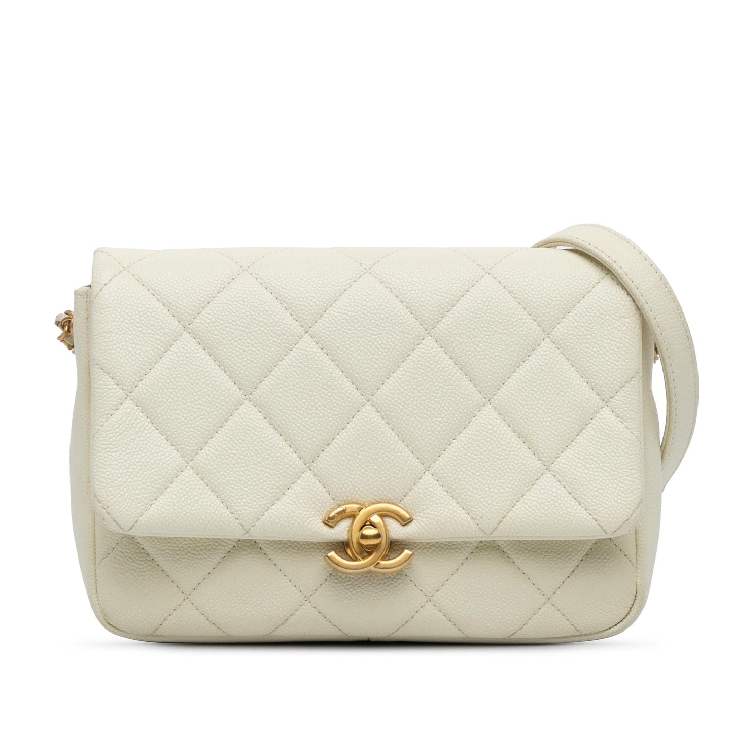 Chanel Gabrielle Caviar White Shoulder Bag