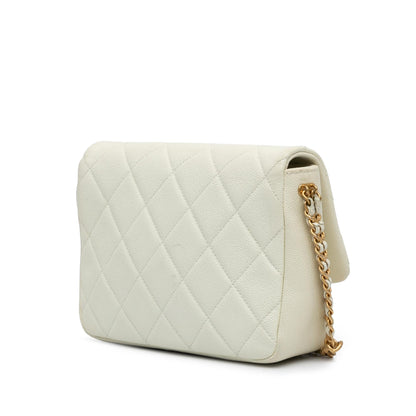 Chanel Gabrielle Caviar White Shoulder Bag
