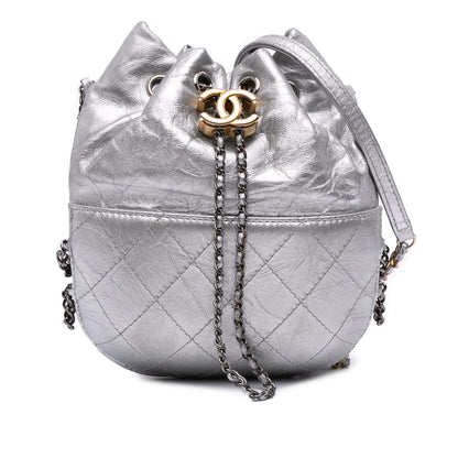 Chanel Small Quilted Metallic Aged Calfskin Gabrielle Bucket Bag