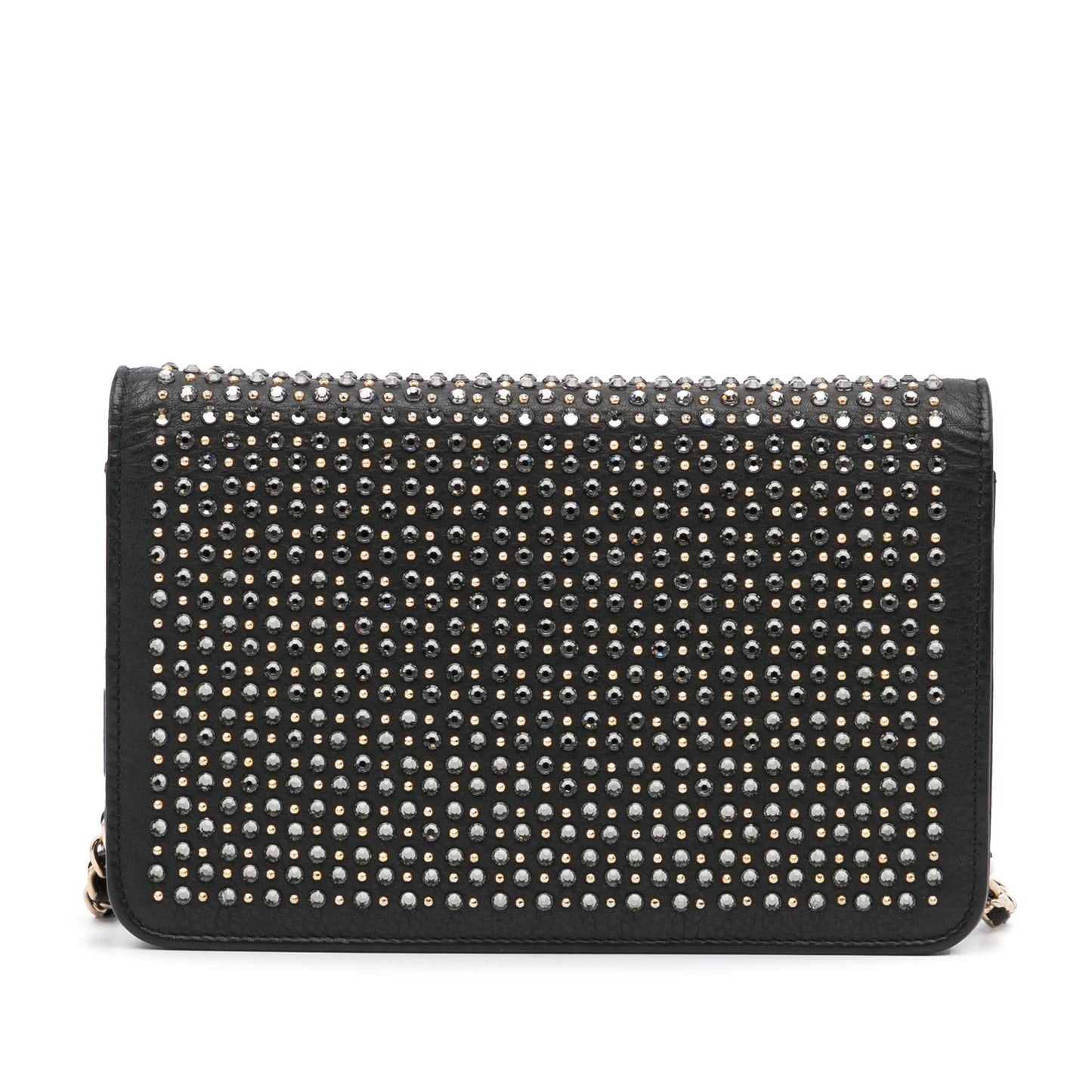 Chanel Studded Leather Wallet On Chain