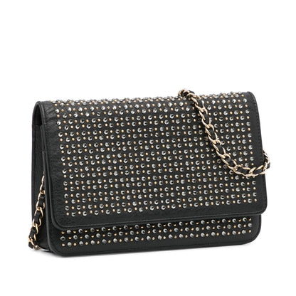 Chanel Studded Leather Wallet On Chain