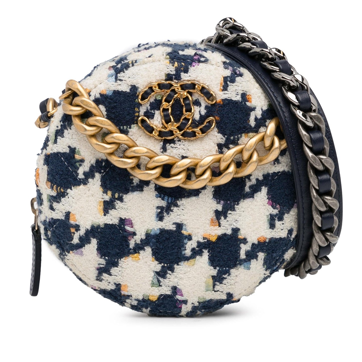 Chanel Tweed 19 Round Clutch With Chain