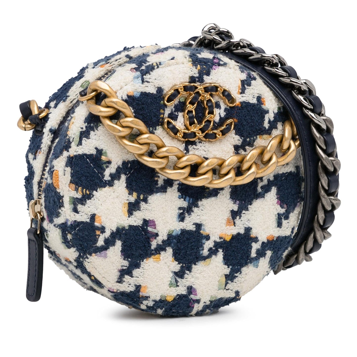 Chanel Tweed 19 Round Clutch With Chain