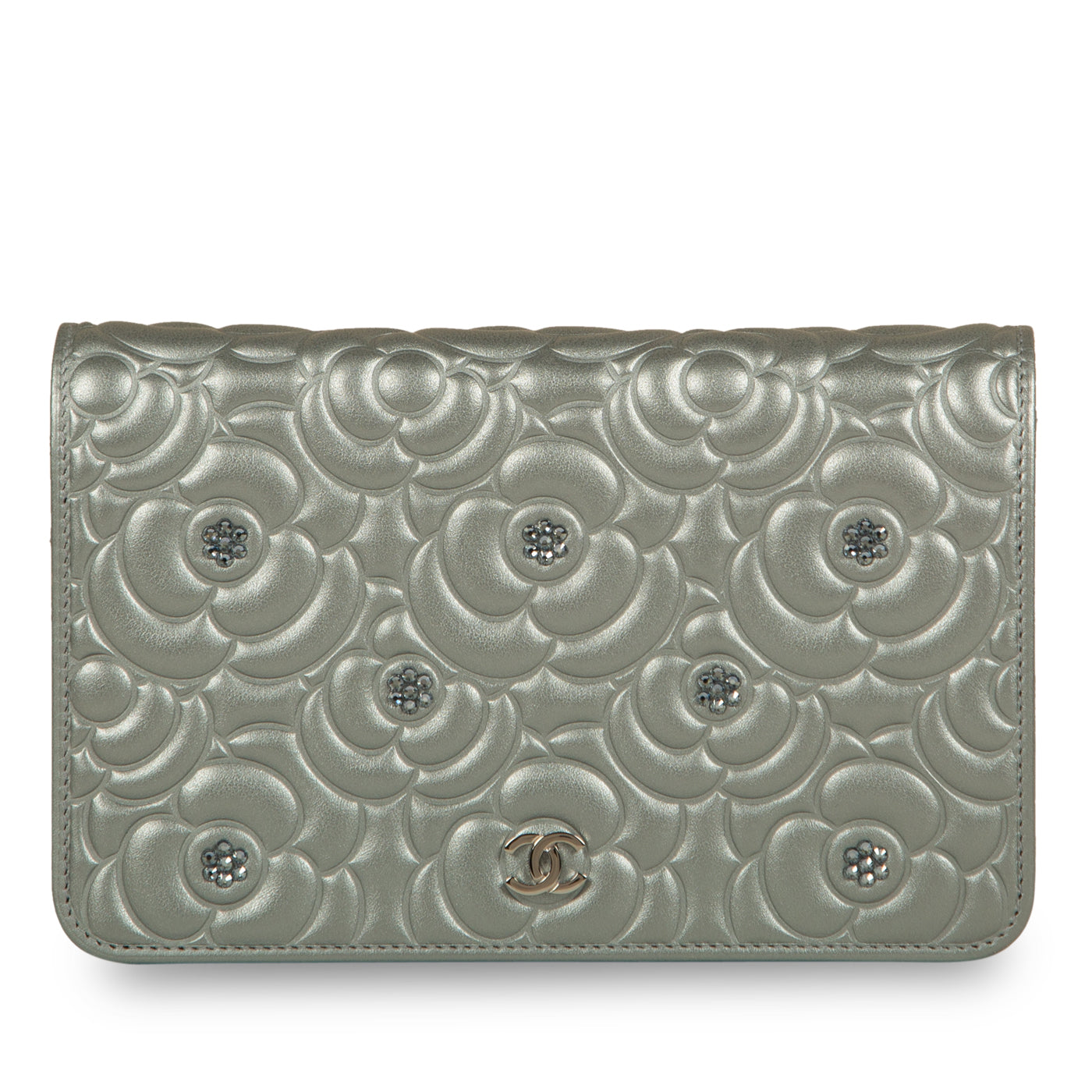Chanel Wallet On Chain Lambskin Silver Crossbody