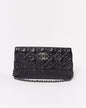 Chanel Black Patent Camellia Flower Pochette Chain Shoulder Bag