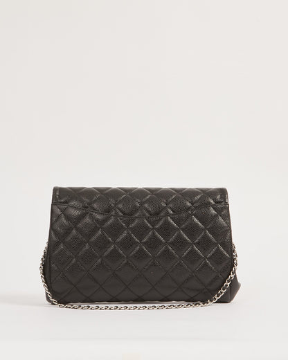 Chanel Black Quilted Lambskin Leather Chain Clutch Flap Bag
