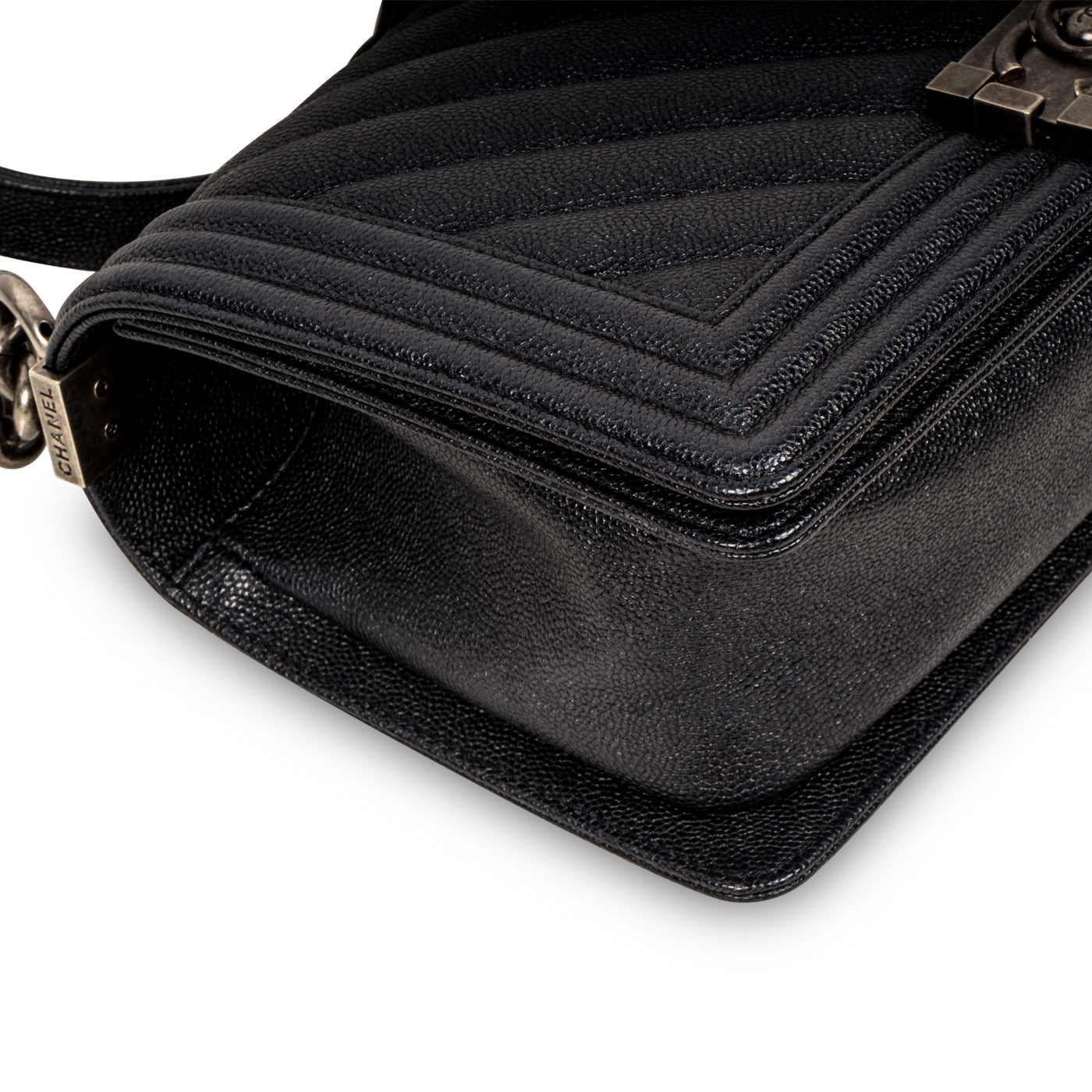 Chanel Chevron Boy Bag Medium - Blue Caviar
