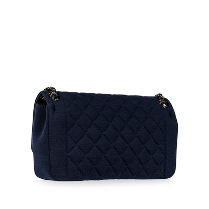 Chanel Classic Flap Bag - Jersey Fabric - Navy