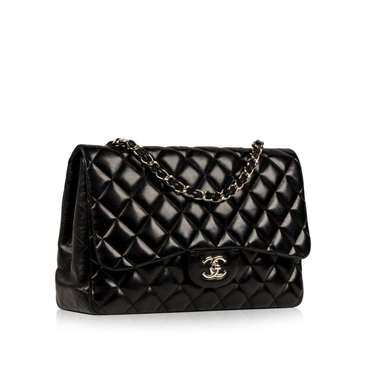 Chanel Classic Flap Lambskin Black Shoulder Bag Style 56