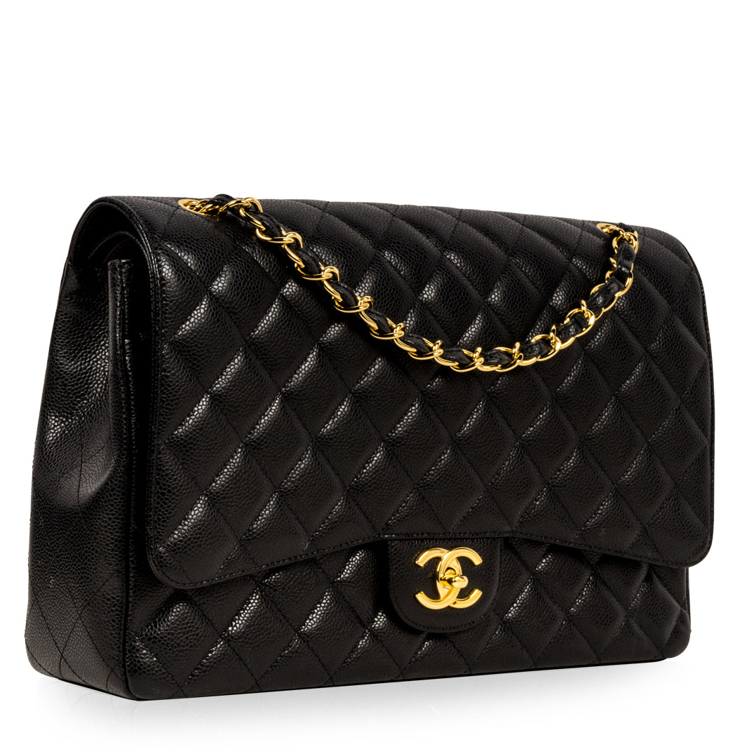 Chanel Classic Flap Bag Maxi - Caviar - Black - Ghw