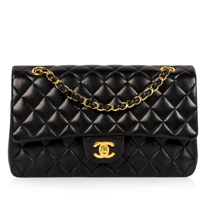 Chanel Classic Flap Lambskin Black Shoulder Bag Style 142