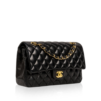 Chanel Classic Flap Lambskin Black Shoulder Bag Style 142