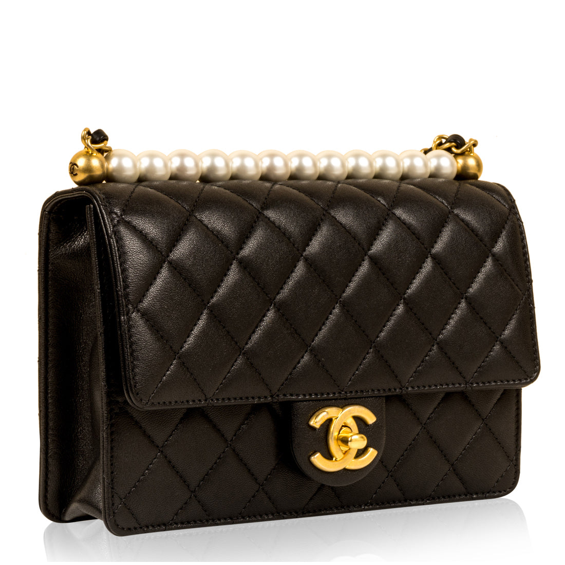 Chanel Classic Flap Lambskin Black Shoulder Bag Style 345