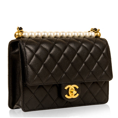 Chanel Classic Flap Lambskin Black Shoulder Bag Style 345