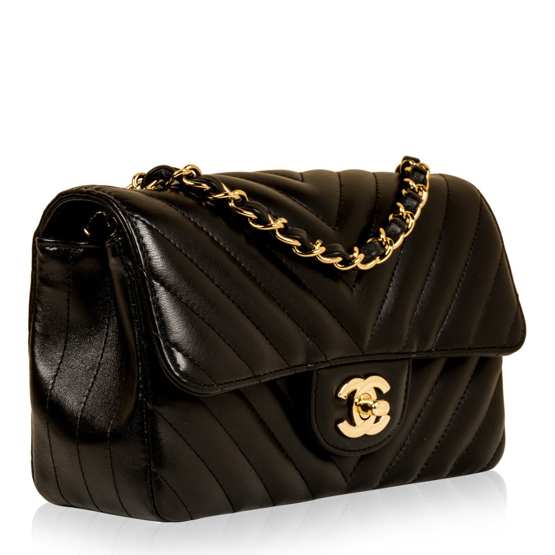 Chanel Classic Flap Lambskin Black Shoulder Bag Style 205