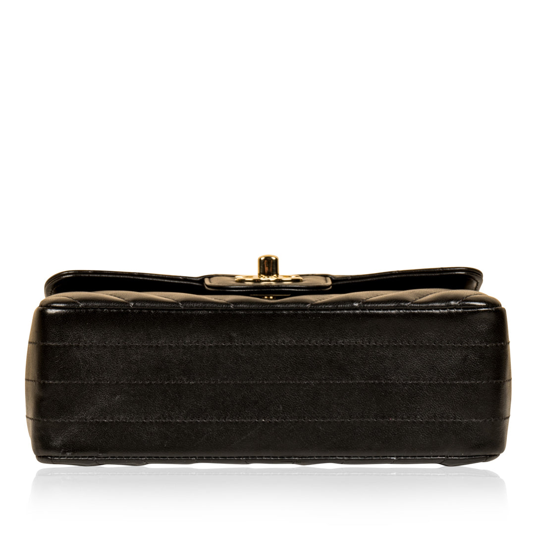 Chanel Classic Flap Lambskin Black Shoulder Bag Style 205