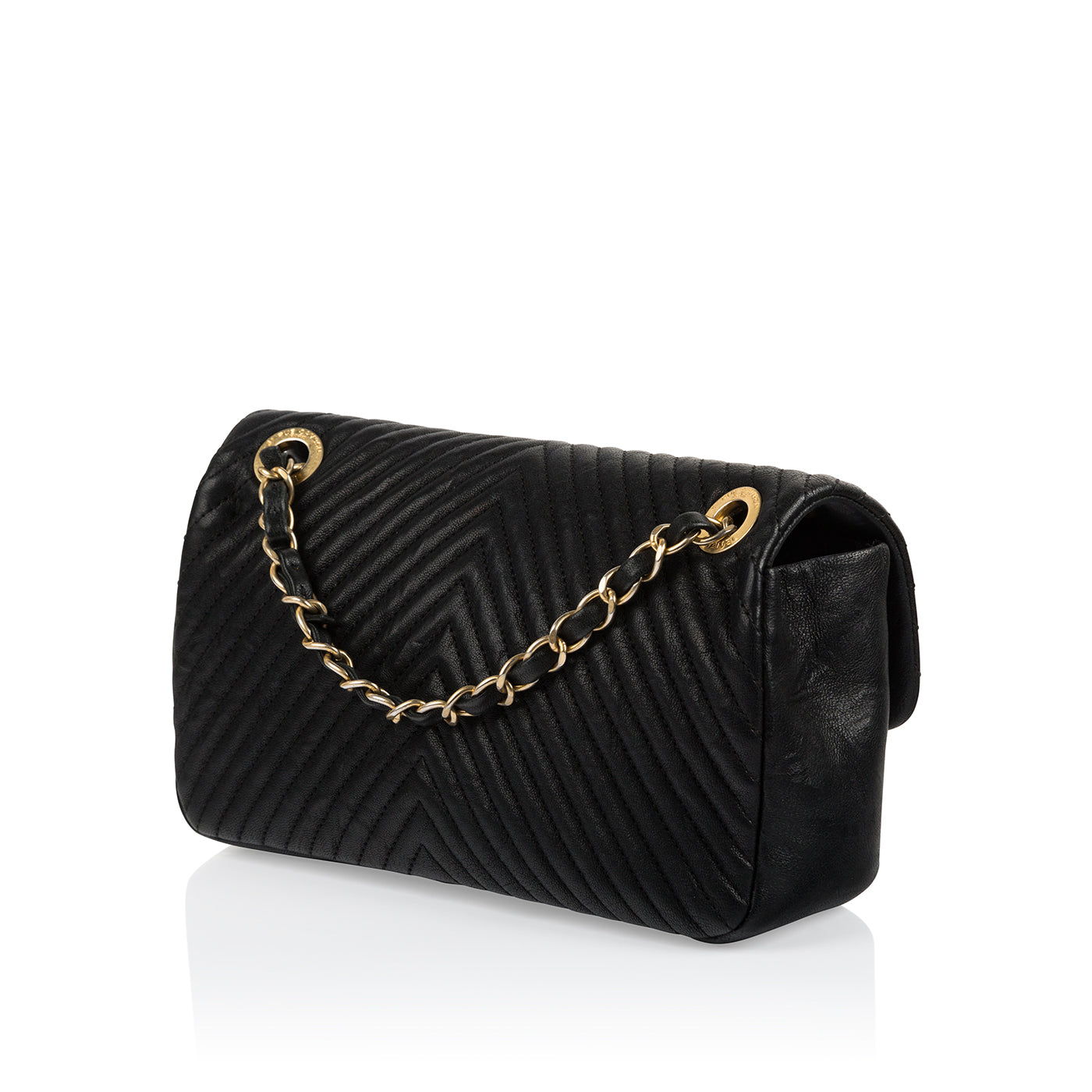 Chanel Classic Flap Leather Black Shoulder Bag Leather