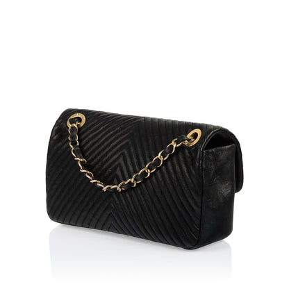Chanel Classic Flap Leather Black Shoulder Bag Leather