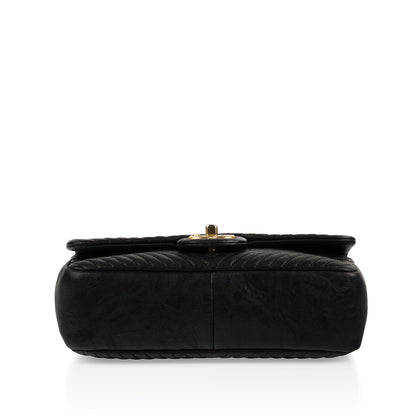 Chanel Classic Flap Leather Black Shoulder Bag Leather