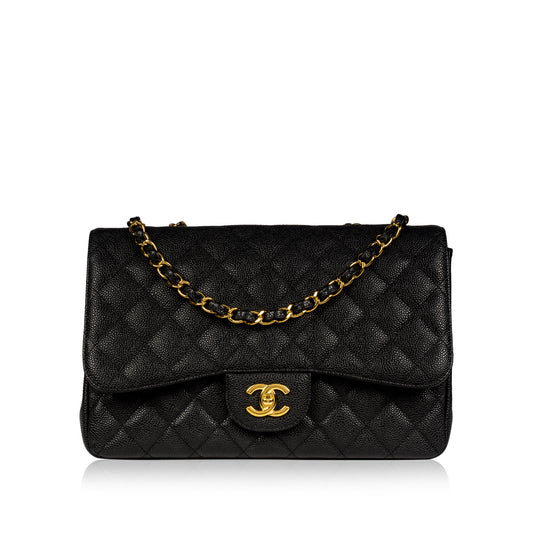 Chanel Classic Flap Caviar Black Shoulder Bag Style 56