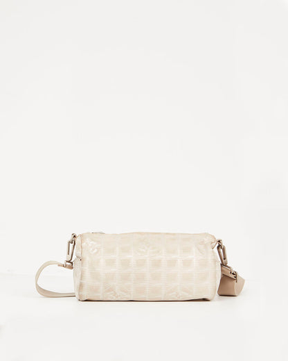 Chanel Beige Canvas New Line Travel Cylinder Duffle Shoulder Bag