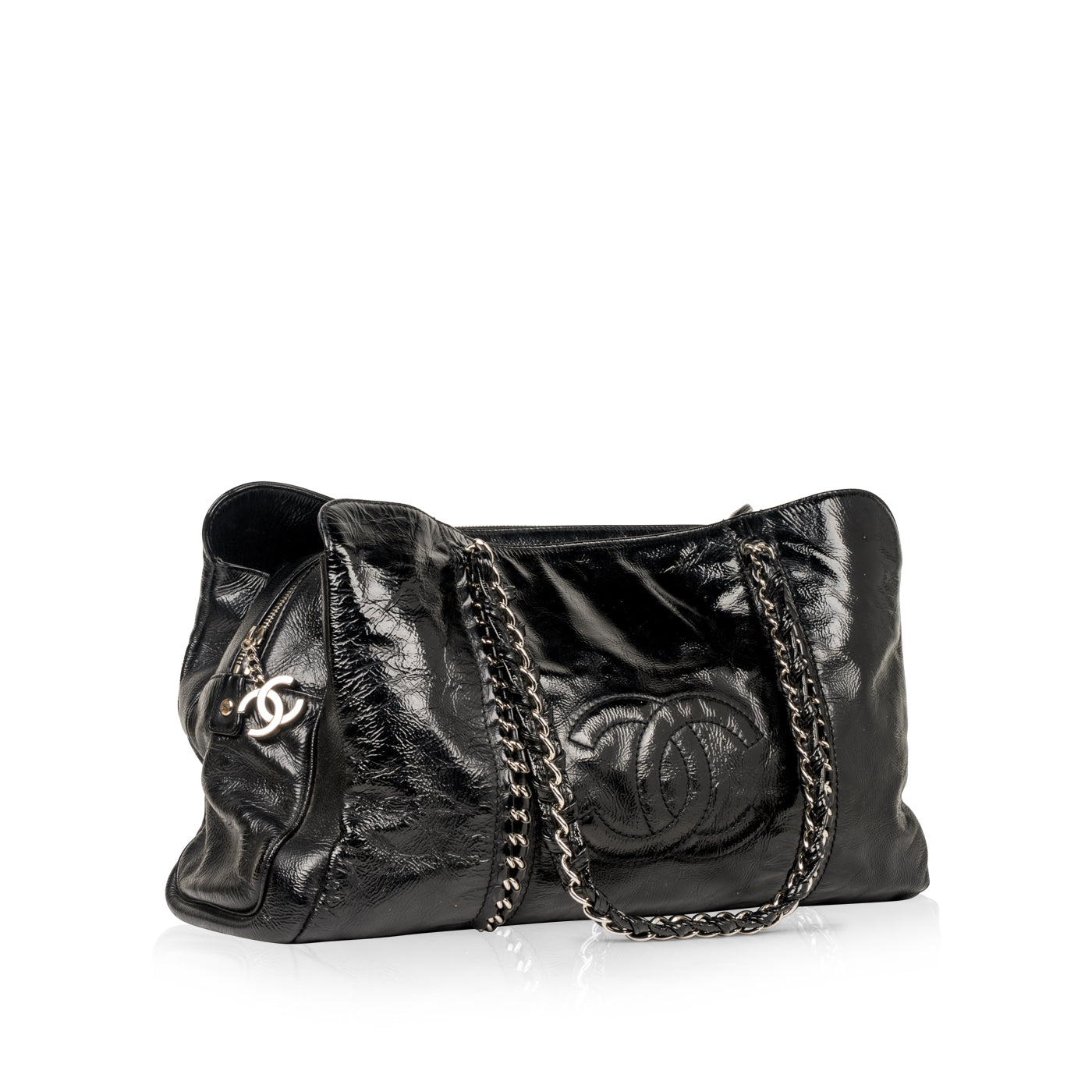 Chanel Timeless Patent Leather Black Tote Bag