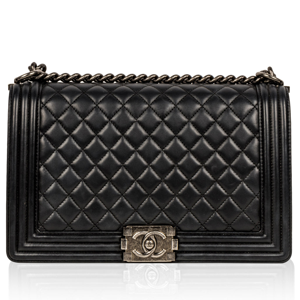 Chanel Boy Bag Lambskin Black Shoulder Bag Style 64