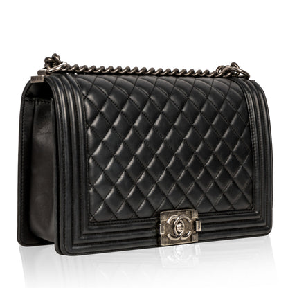 Chanel Boy Bag Lambskin Black Shoulder Bag Style 64