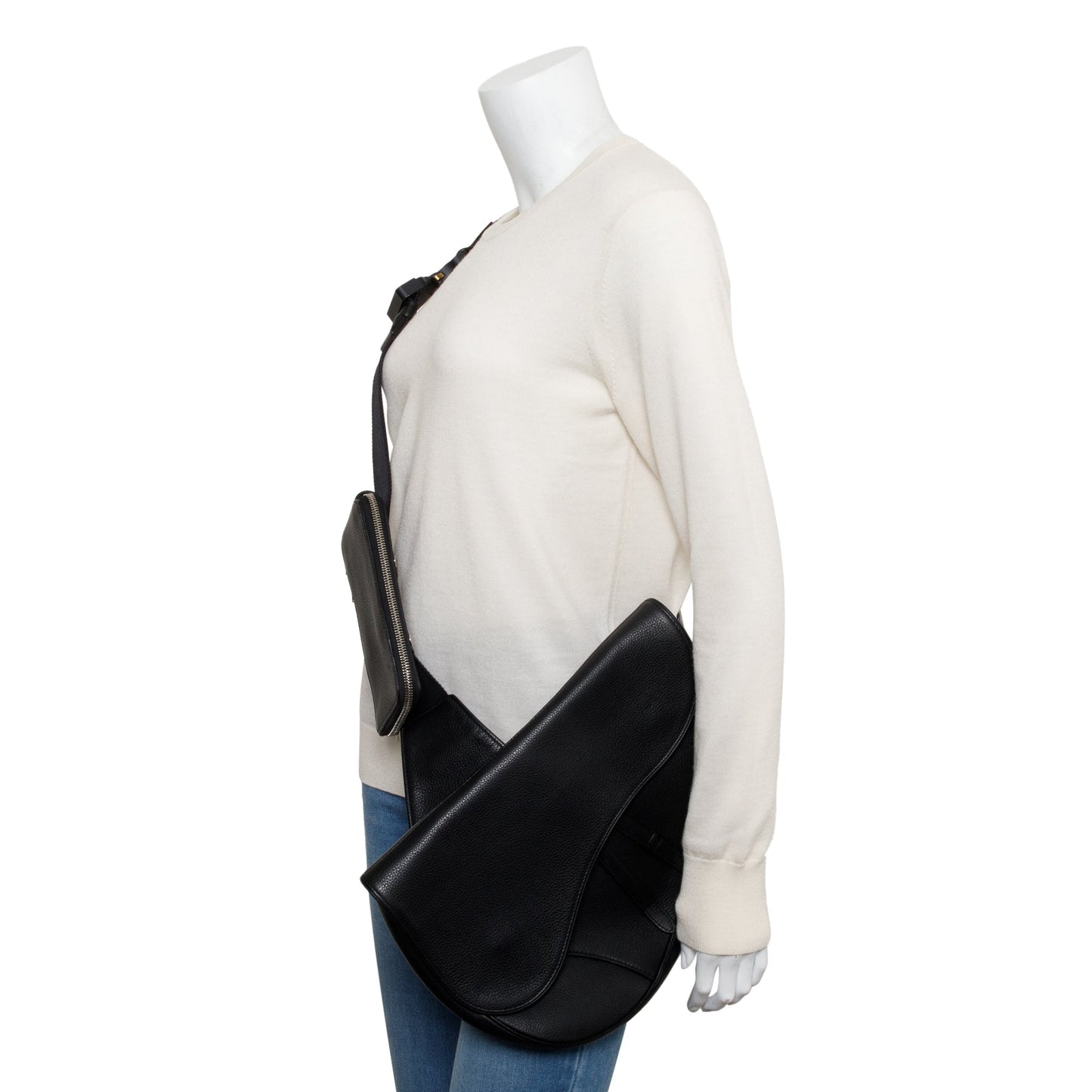 Christian 2020 Dior Black Leather Saddle Bag