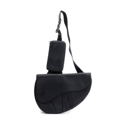 Christian 2020 Dior Black Leather Saddle Bag