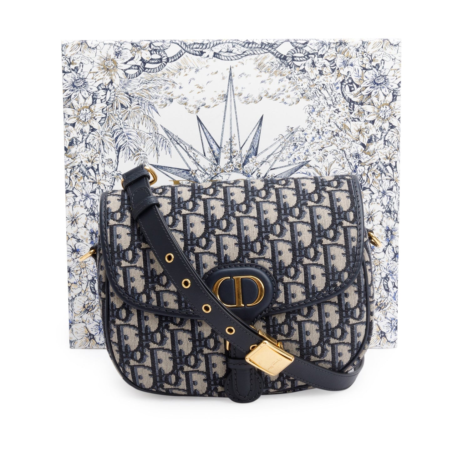 Christian Dior 2020 Blue Oblique Jacquard Medium Bobby Bag