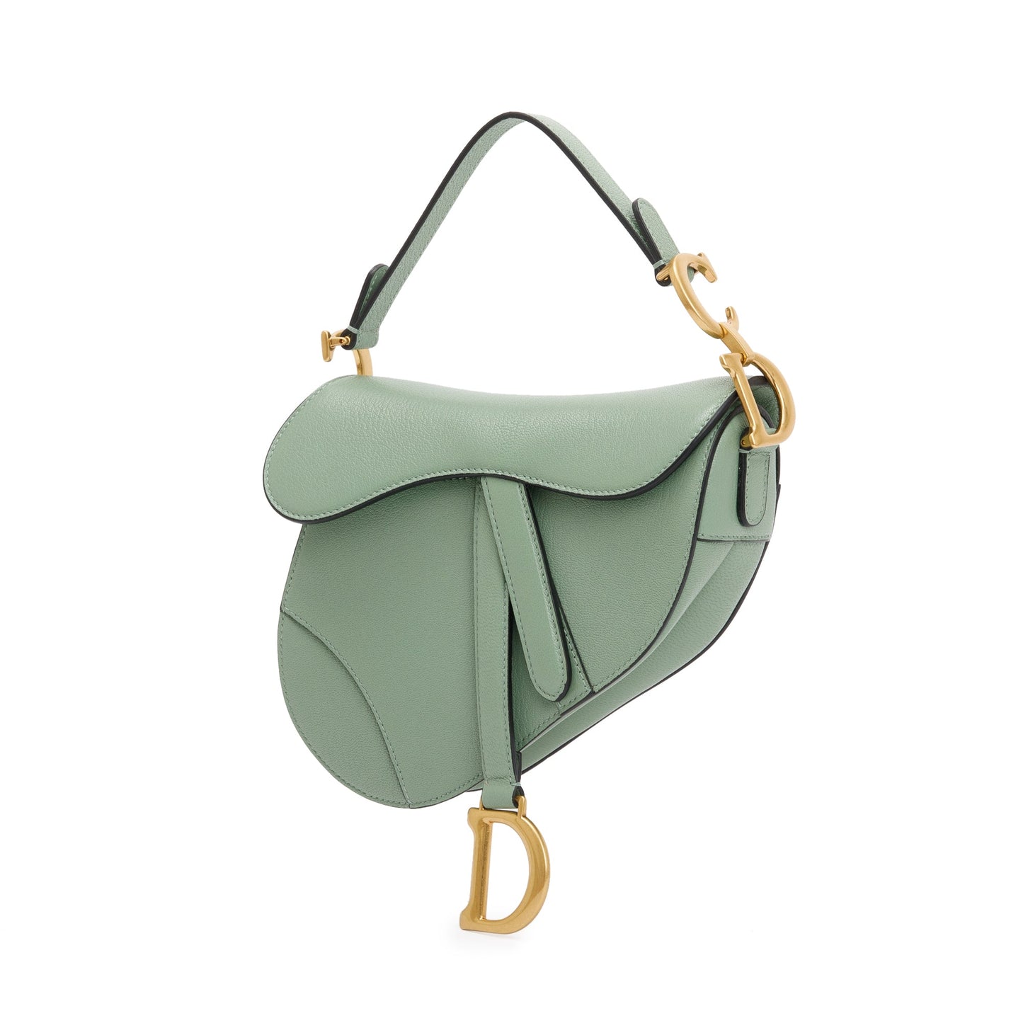 Christian Dior 2020 Green Calfskin Leather Mini Saddle Bag