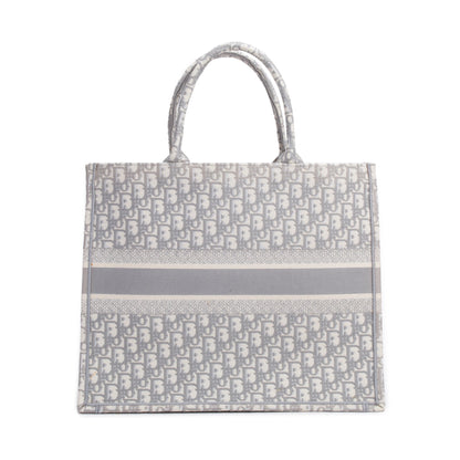Christian Dior 2020 Grey & Neutral Dior Oblique Embroidery Large Book Tote