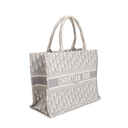 Christian Dior 2020 Grey Oblique Embossed Leather Medium Book Tote