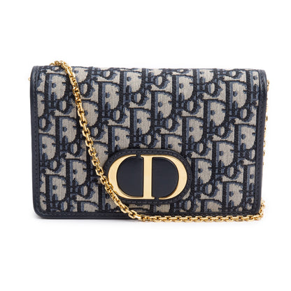 Christian Dior 2020 Navy Oblique 30 Montaigne 2-In-1 Pouch Bag