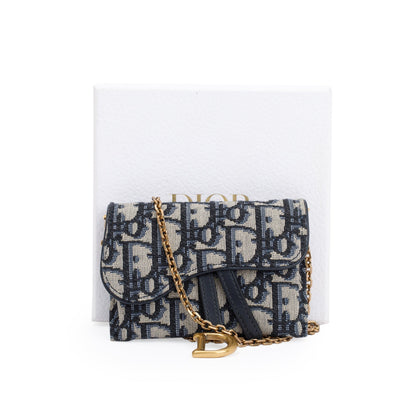 Christian Dior 2020 Oblique Jacquard Nano Saddle Chain Pouch