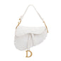 Christian Dior 2020 White Embroidered Camouflage Canvas Medium Saddle Bag