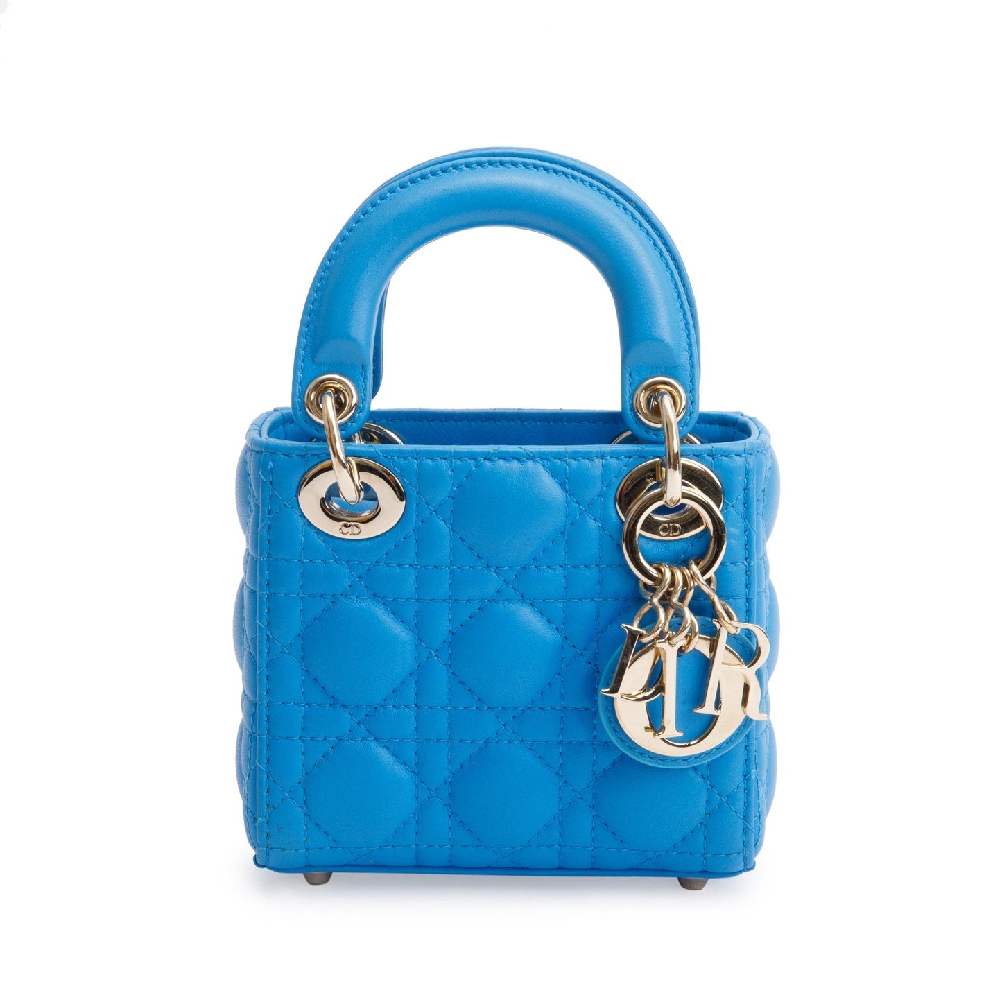 Christian Dior 2021 Blue Leather Micro Lady Dior Bag