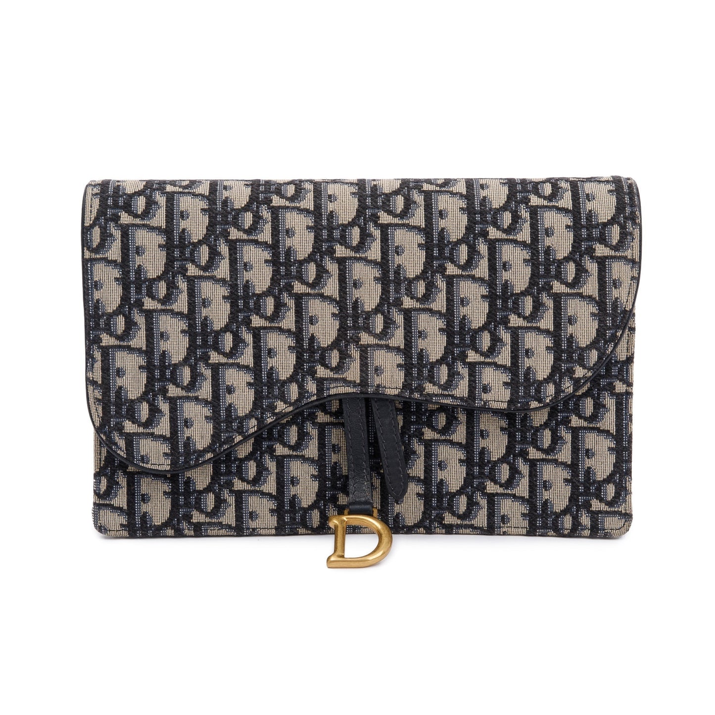 Christian Dior 2021 Oblique Jacquard Saddle Pouch with Chain
