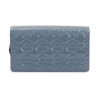 Christian Dior 2022 Cloud Blue Patent Leather Lady Dior Chain Pouch