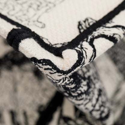 Christian Dior 2022 Latte & Black Toile de Jouy Zodiac Embroidery Small Book Tote