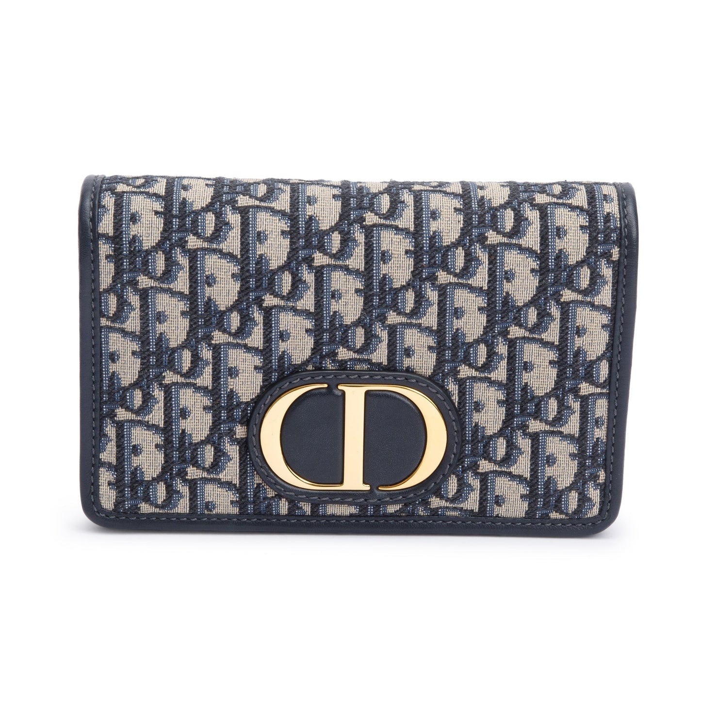 Christian Dior 2022 Navy Oblique 30 Montaigne 2-In-1 Pouch Bag