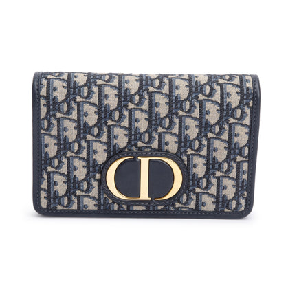 Christian Dior 2022 Navy Oblique 30 Montaigne 2-In-1 Pouch Bag