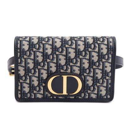 Christian Dior 2022 Navy Oblique 30 Montaigne 2-In-1 Pouch Bag